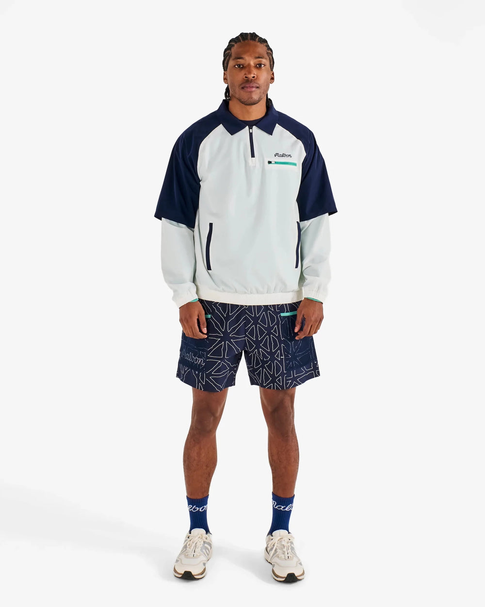 Malbon - Marina Windshirt in White/Midnight - Kalifornia Jean Bar
