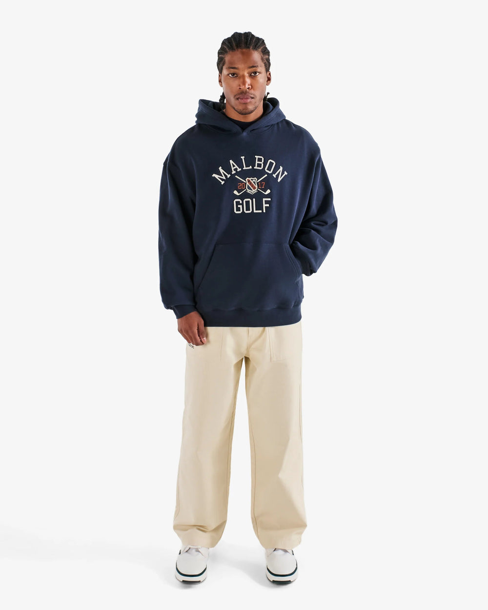 Malbon - Navy Fesque Crest Hoodie - Kalifornia Jean Bar