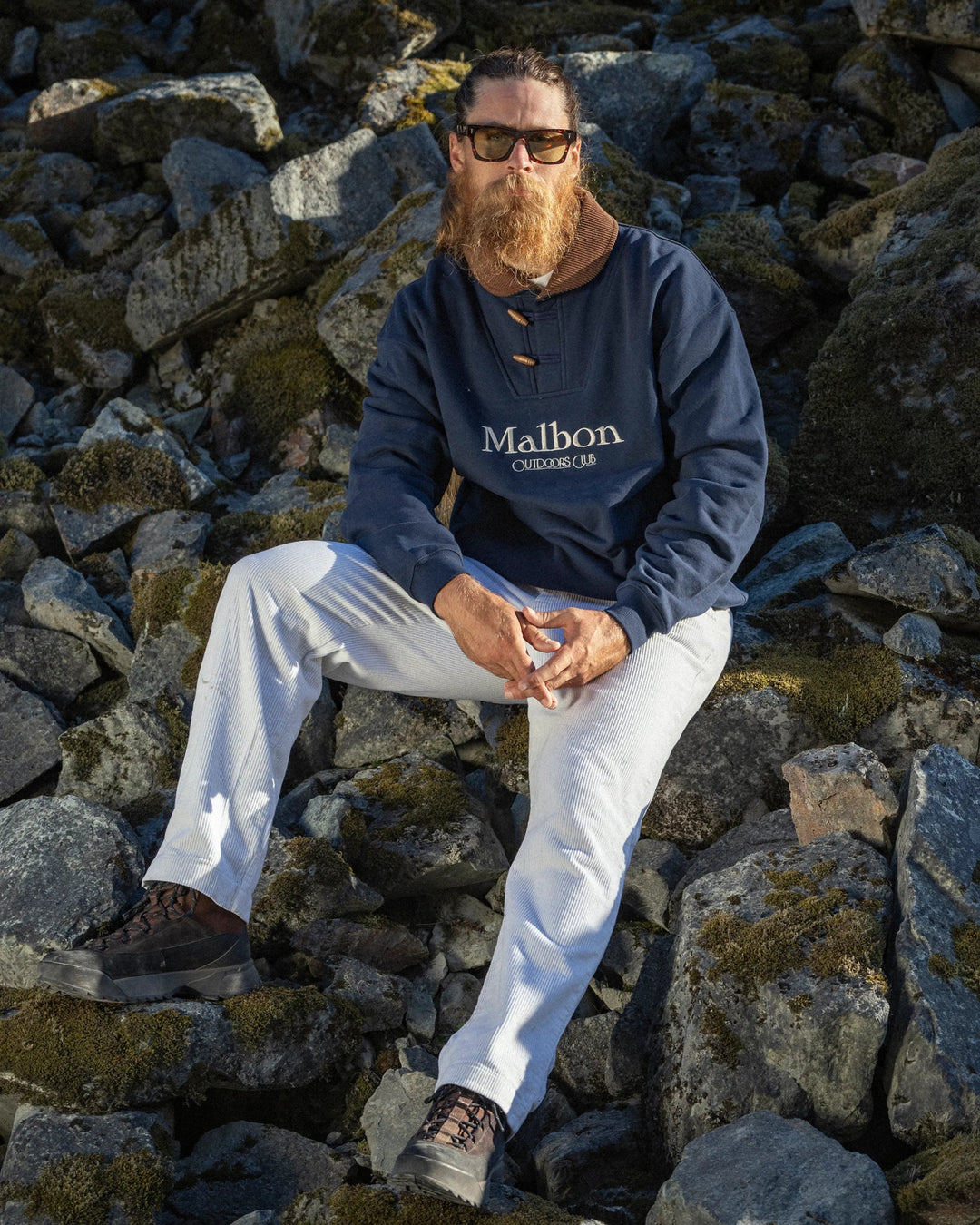 Malbon - Navy Flint Shawl Crewneck - Kalifornia Jean Bar