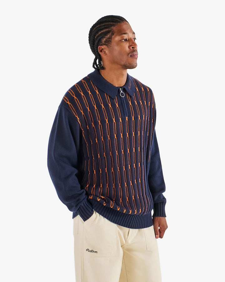 Malbon - Navy Links Polo Sweater - Kalifornia Jean Bar