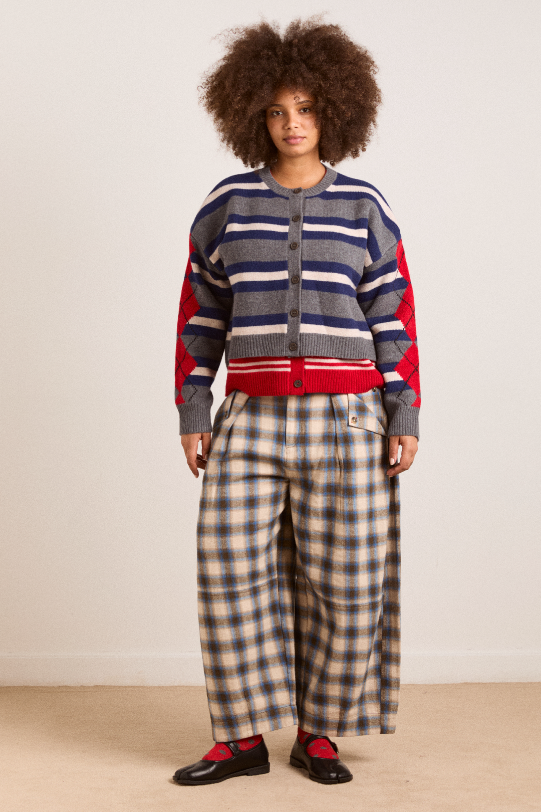 Damson Madder - Mara Trouser in Blur Blush Check - Kalifornia Jean Bar
