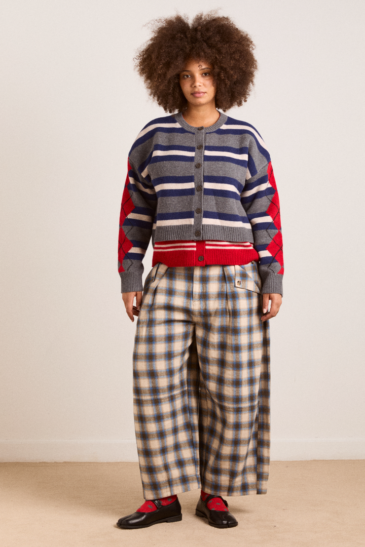 Damson Madder - Mara Trouser in Blur Blush Check - Kalifornia Jean Bar