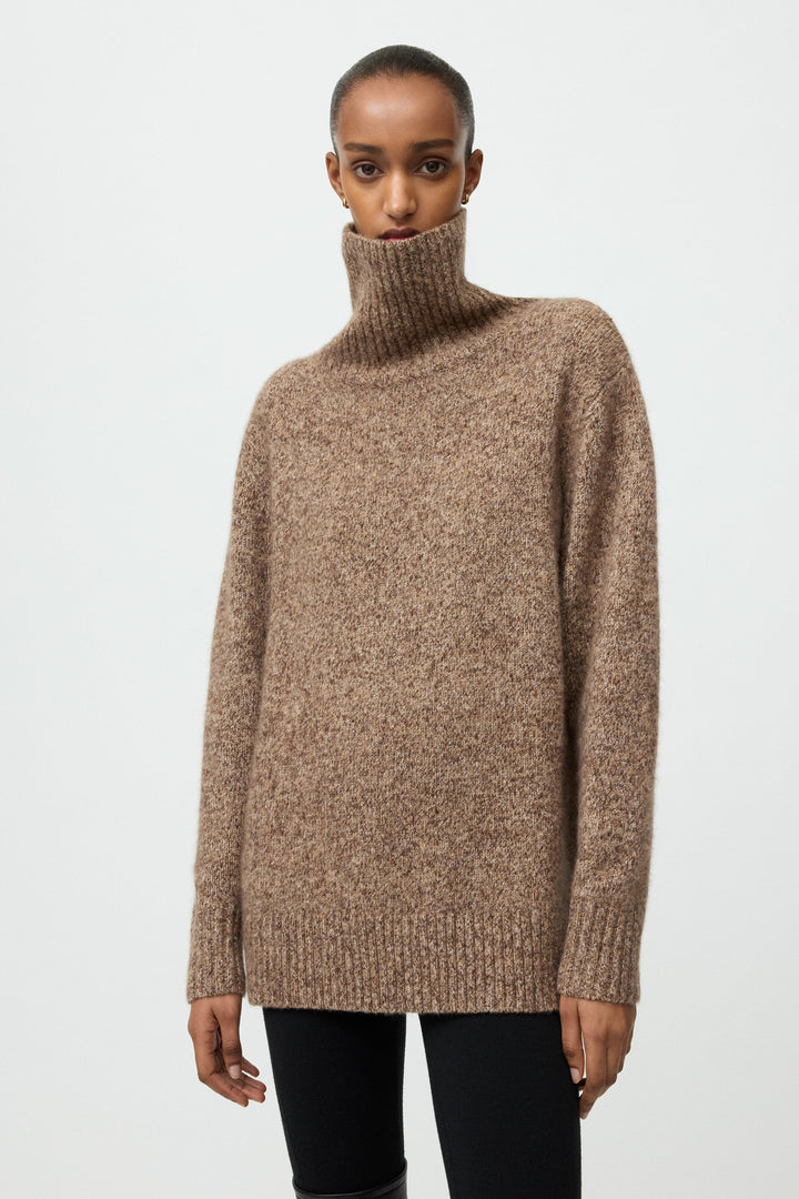 Soft Goat - Marled Relaxed Fit Turtleneck Brown Melange