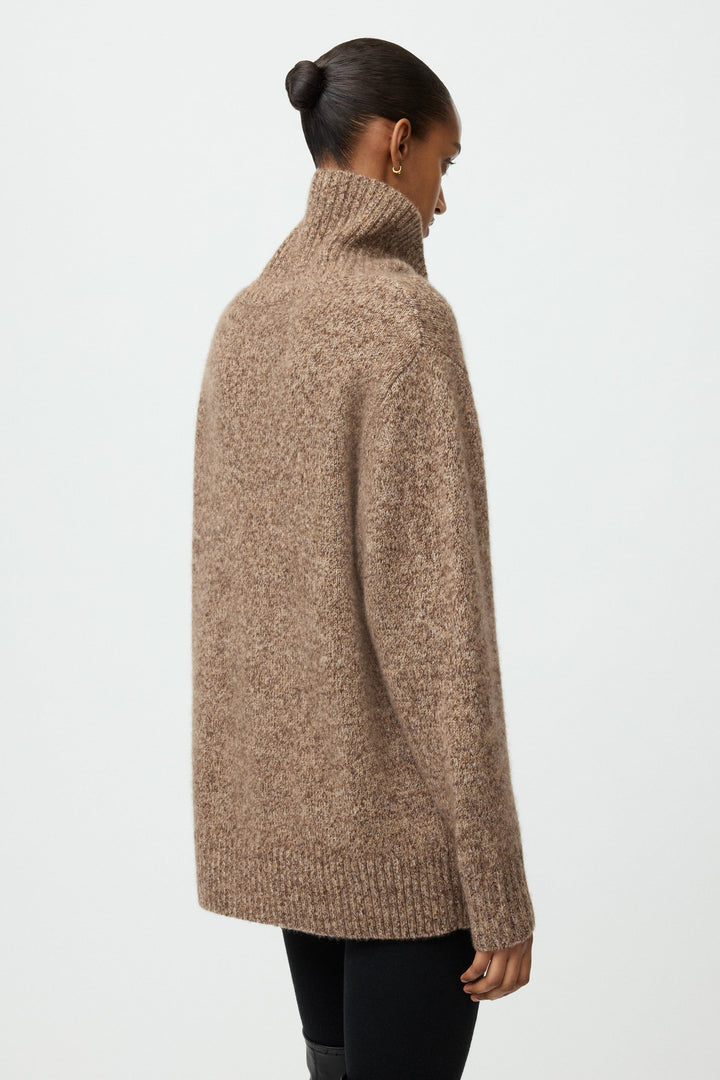 Soft Goat - Marled Relaxed Fit Turtleneck Brown Melange
