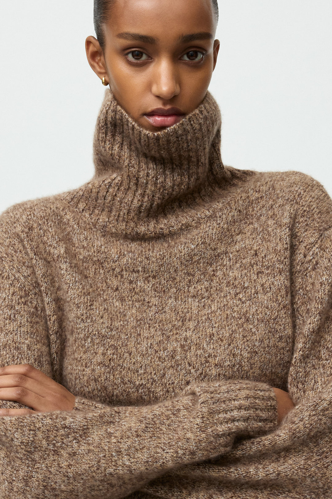 Soft Goat - Marled Relaxed Fit Turtleneck Brown Melange