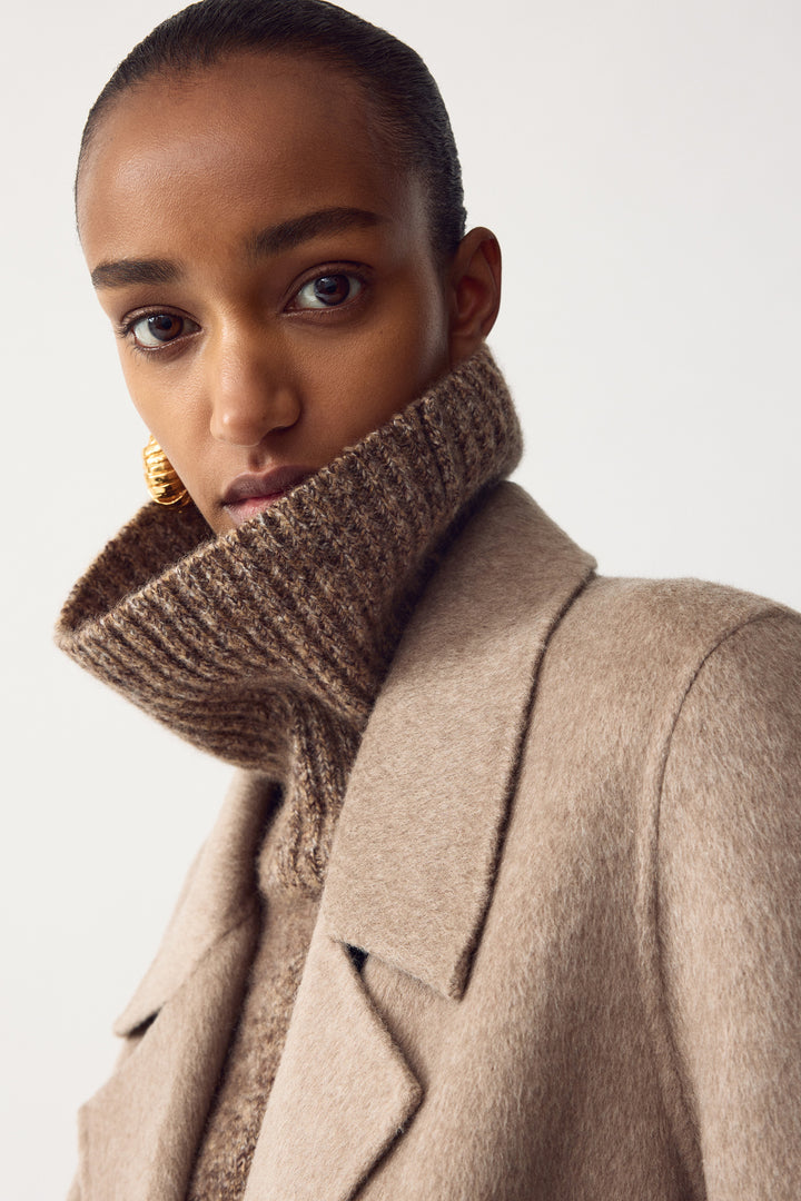 Soft Goat - Marled Relaxed Fit Turtleneck Brown Melange