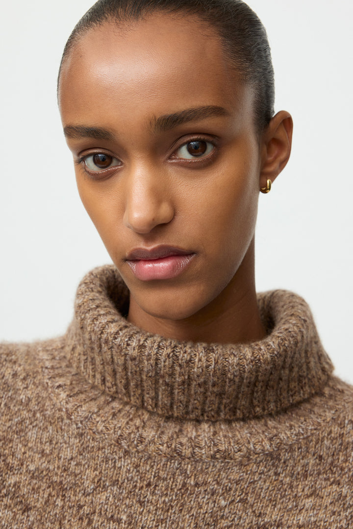 Soft Goat - Marled Relaxed Fit Turtleneck Brown Melange