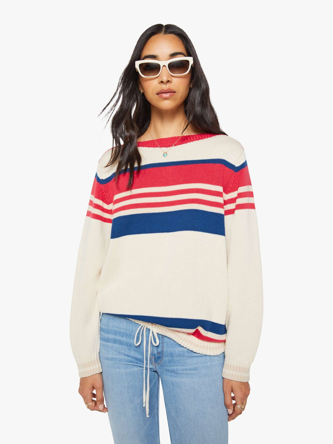 Mother - L/S Skipper Ivory Red Stripe - Kalifornia Jean Bar