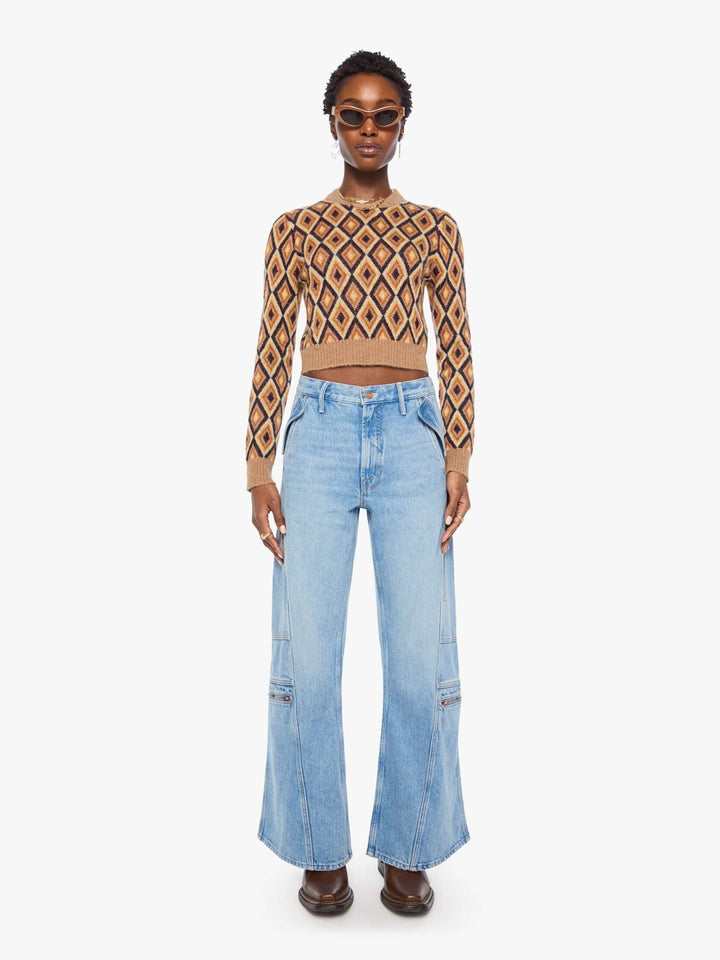 Mother - The Crop Jumper Beeswax And Caramel Cafe - Kalifornia Jean Bar