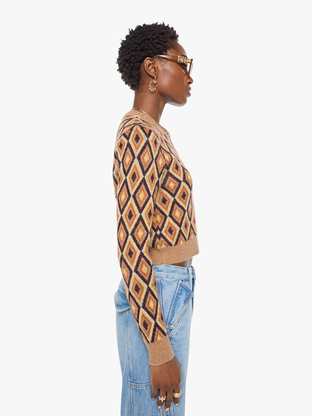 Mother - The Crop Jumper Beeswax And Caramel Cafe - Kalifornia Jean Bar