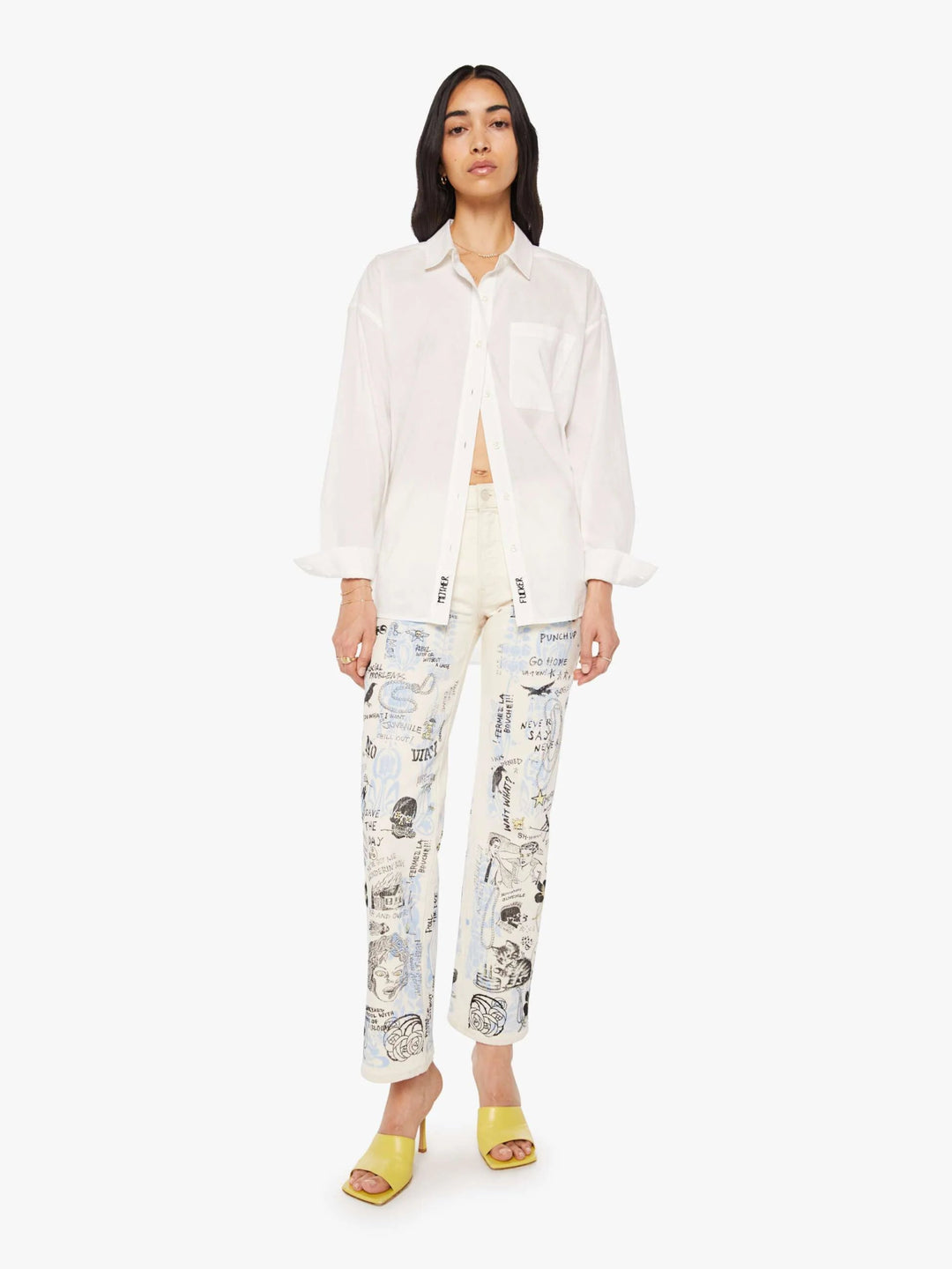 Mother - The Pushing Buttons Shirt in White - Kalifornia Jean Bar