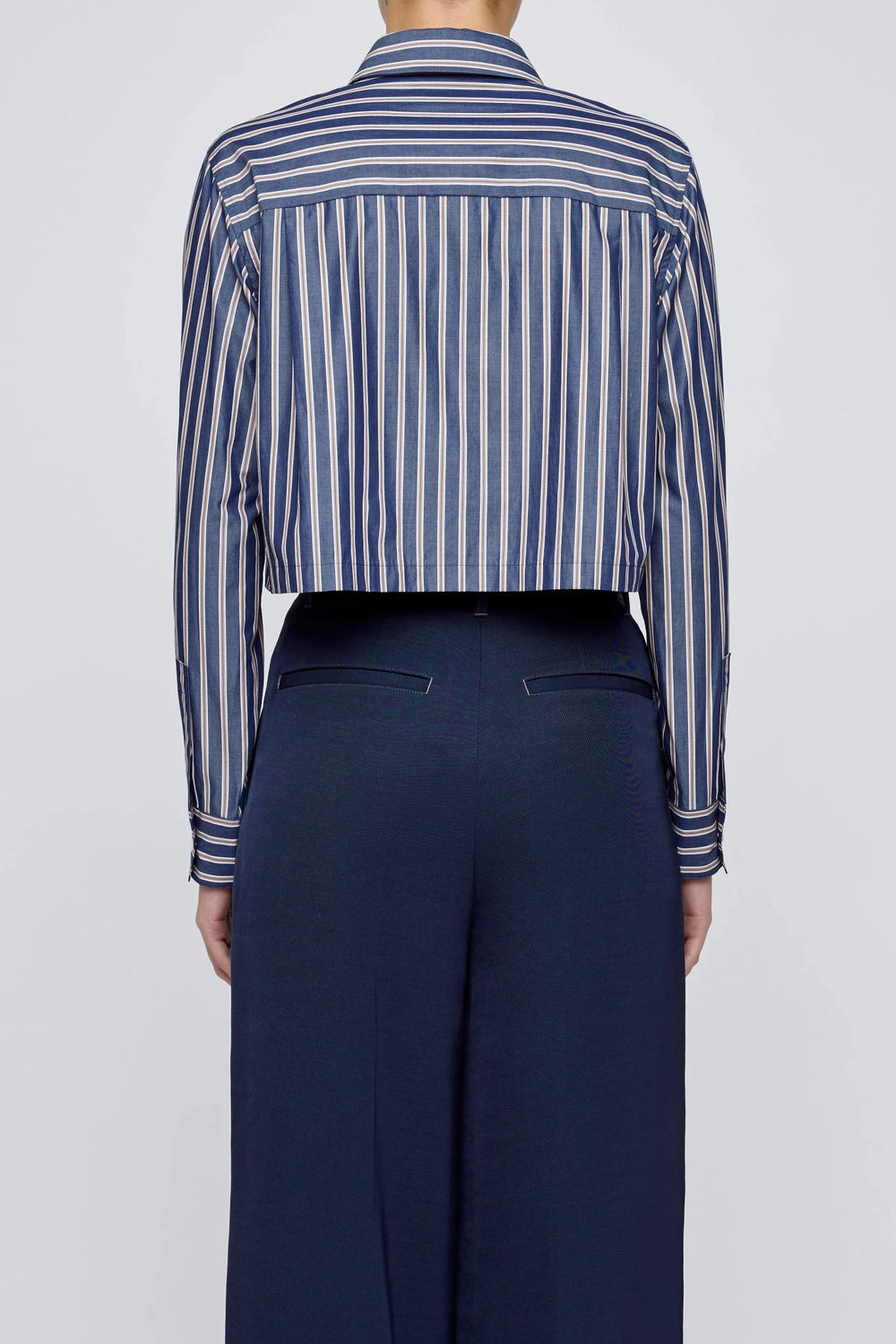 Moussy - Multi Blue Basic Striped Cropped Shirt - Kalifornia Jean Bar