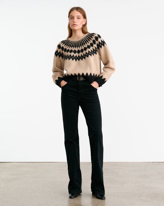 Nili Lotan Alena Sweater in Light Camel Fair Isle - Kalifornia Jean Bar