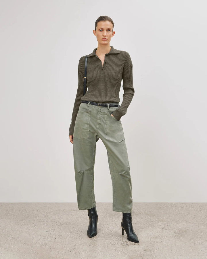 Nili Lotan - Army Green Ramona Polo Sweater - Kalifornia Jean Bar