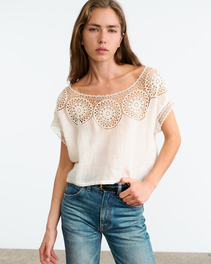 Nili Lotan - Caila Top in Ivory - Kalifornia Jean Bar