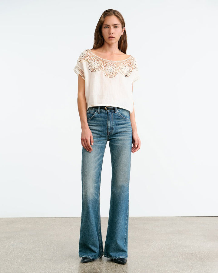 Nili Lotan - Caila Top in Ivory - Kalifornia Jean Bar