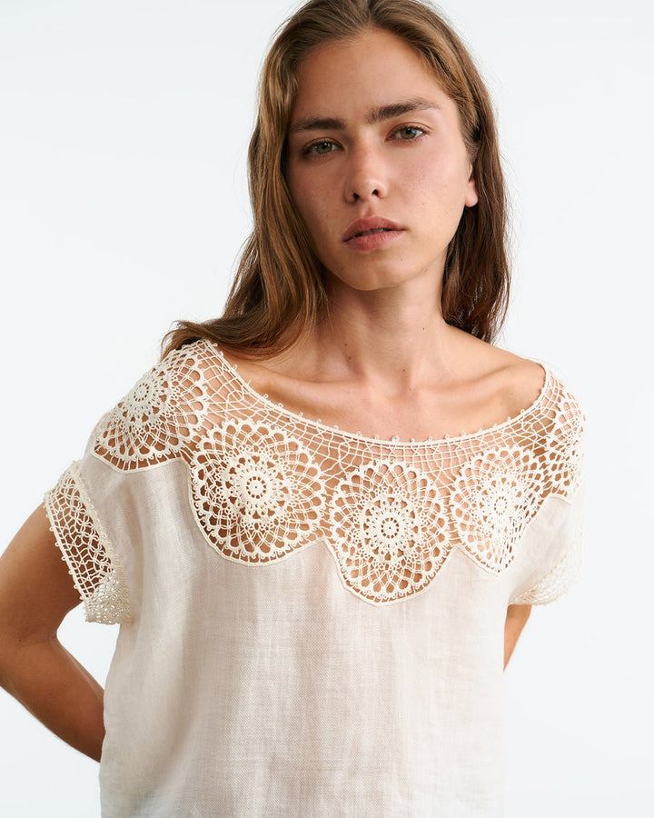 Nili Lotan - Caila Top in Ivory - Kalifornia Jean Bar