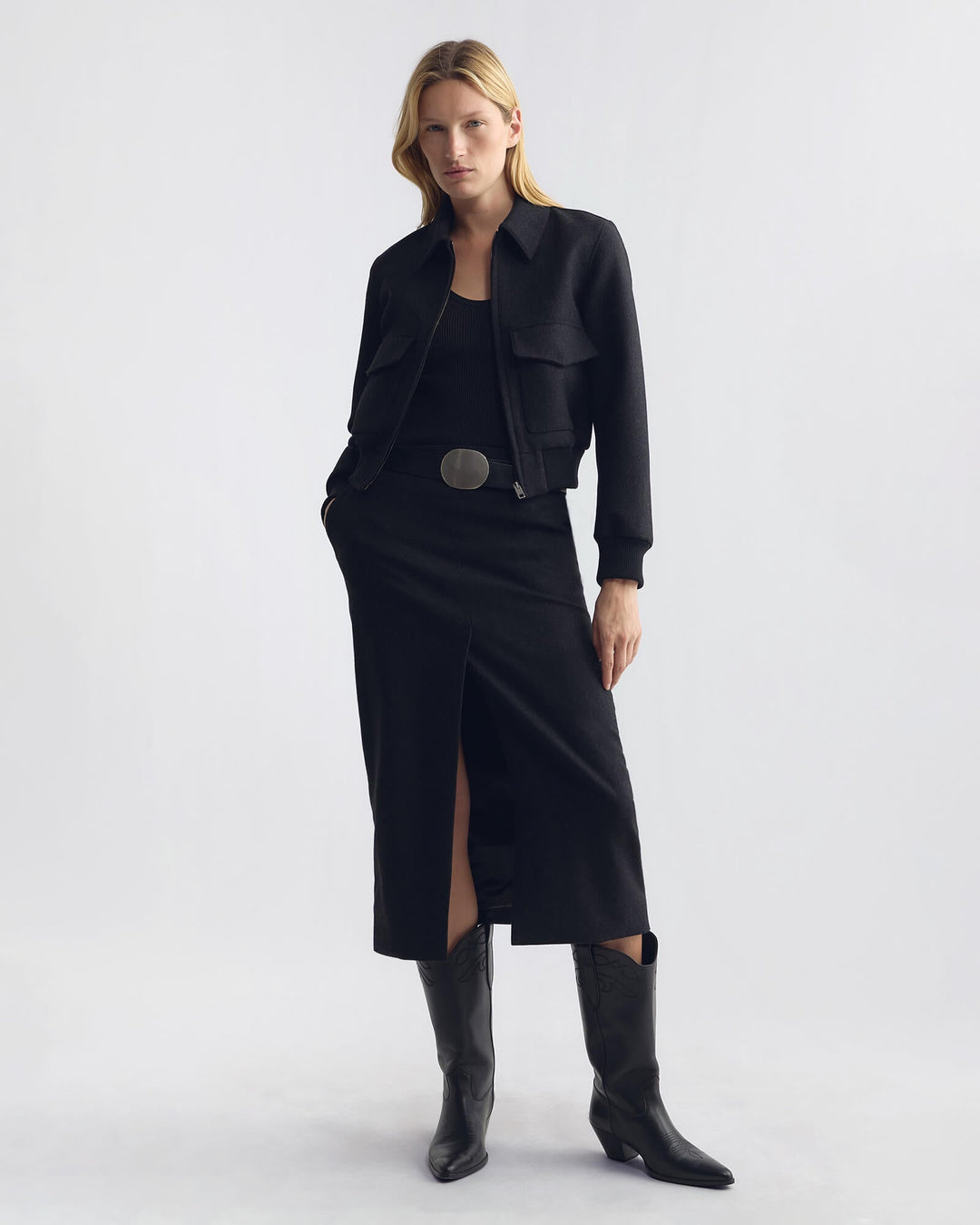 Nili Lotan - Dark Charcoal Redley Bomber Jacket - Kalifornia Jean Bar