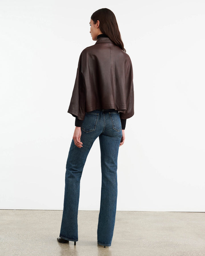 Nili Lotan - Ines Leather Jacket in Dark Brown - Kalifornia Jean Bar