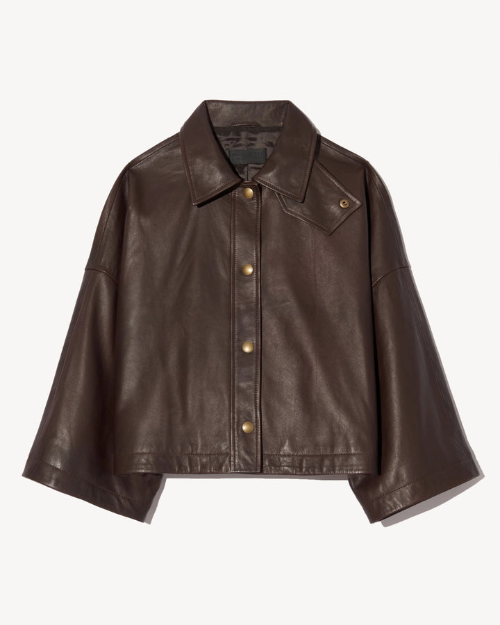 Nili Lotan - Ines Leather Jacket in Dark Brown - Kalifornia Jean Bar