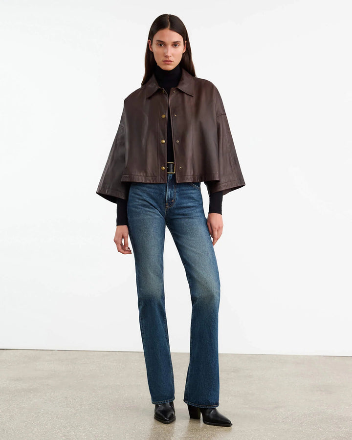 Nili Lotan - Ines Leather Jacket in Dark Brown - Kalifornia Jean Bar