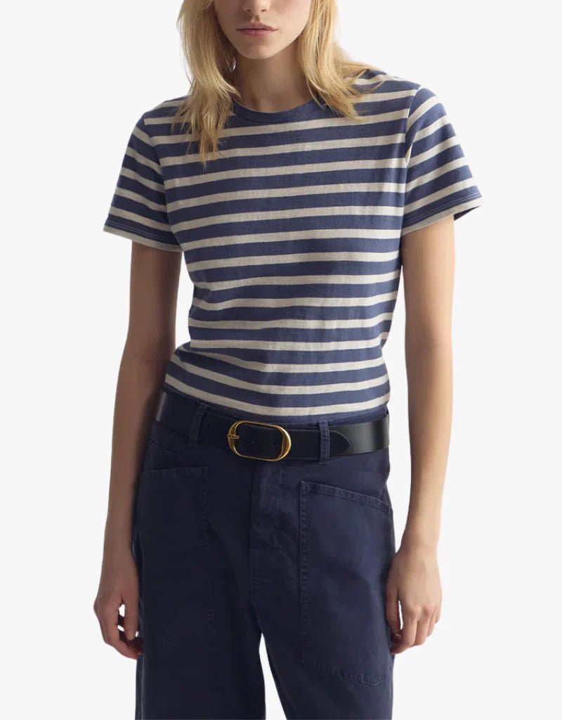 Nili Lotan - Lana Striped Tee French Blue/Off White - Kalifornia Jean Bar
