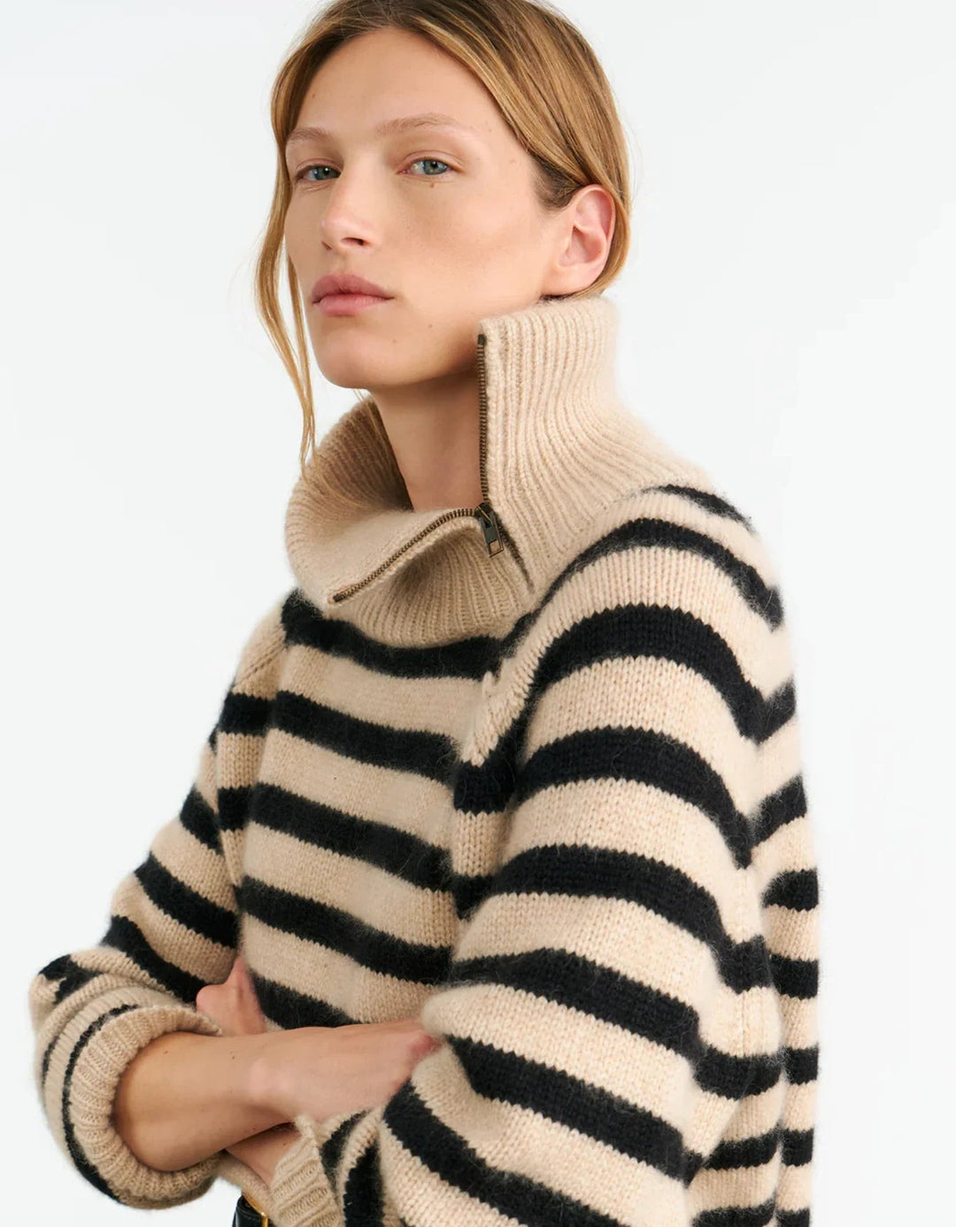 Nili Lotan - Raelynn Stripe Sweater in Parchment/Black Stripe - Kalifornia Jean Bar