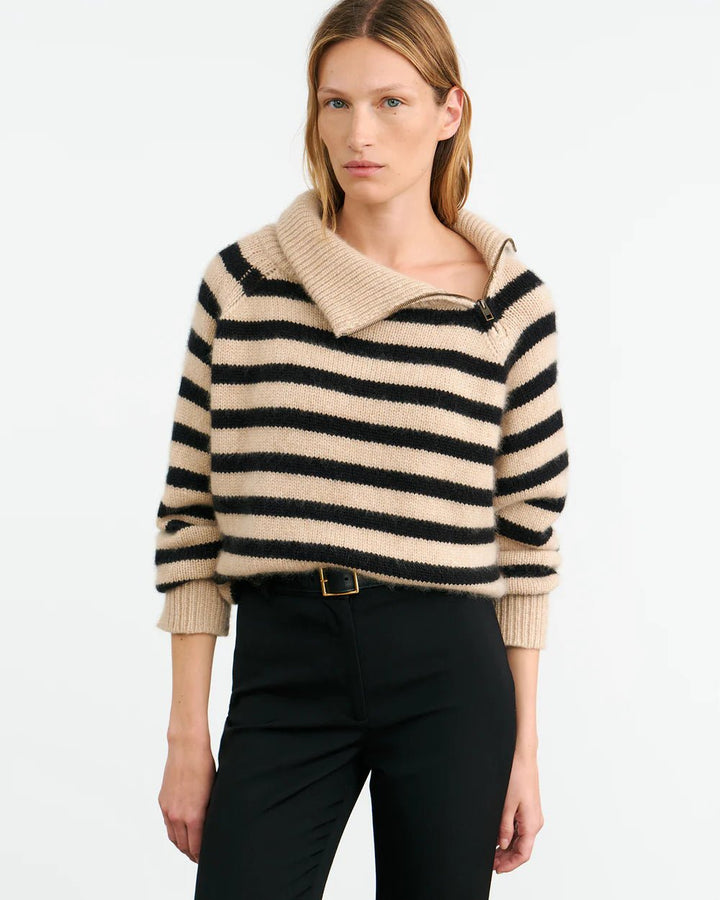 Nili Lotan - Raelynn Stripe Sweater in Parchment/Black Stripe - Kalifornia Jean Bar