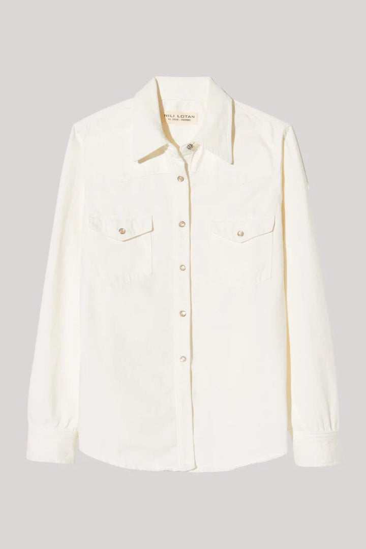 Nili Lotan - Travis Shirt in Cream - Kalifornia Jean Bar
