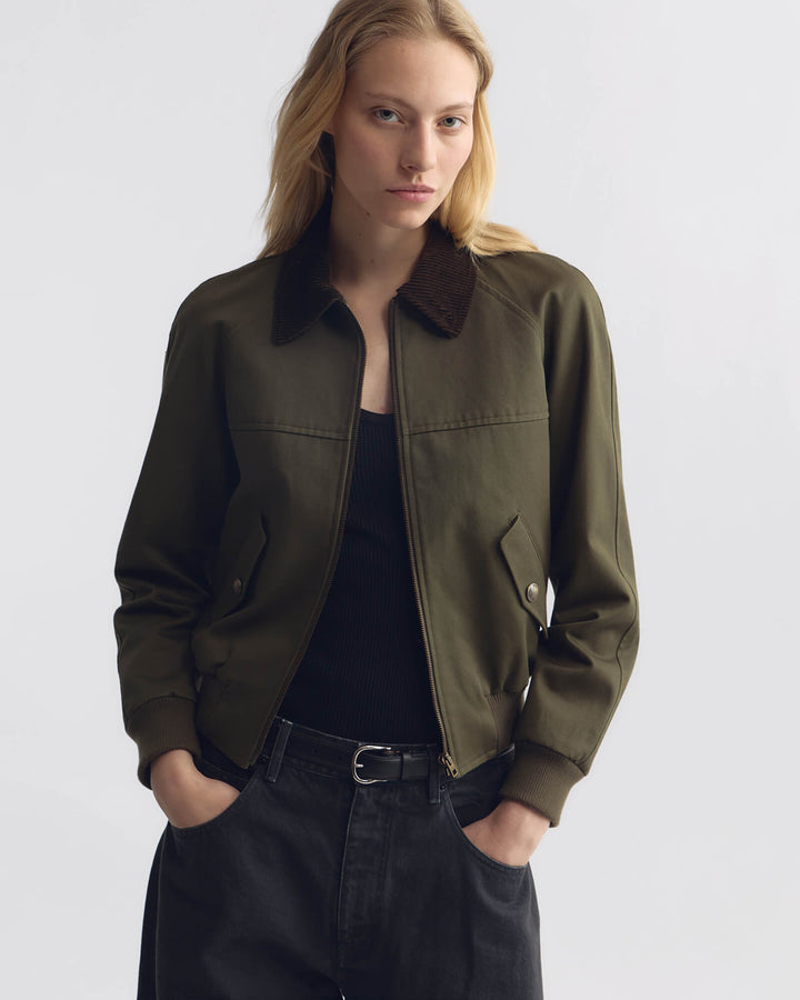 Nili Lotan - Victor Army Green Bomber Jacket - Kalifornia Jean Bar