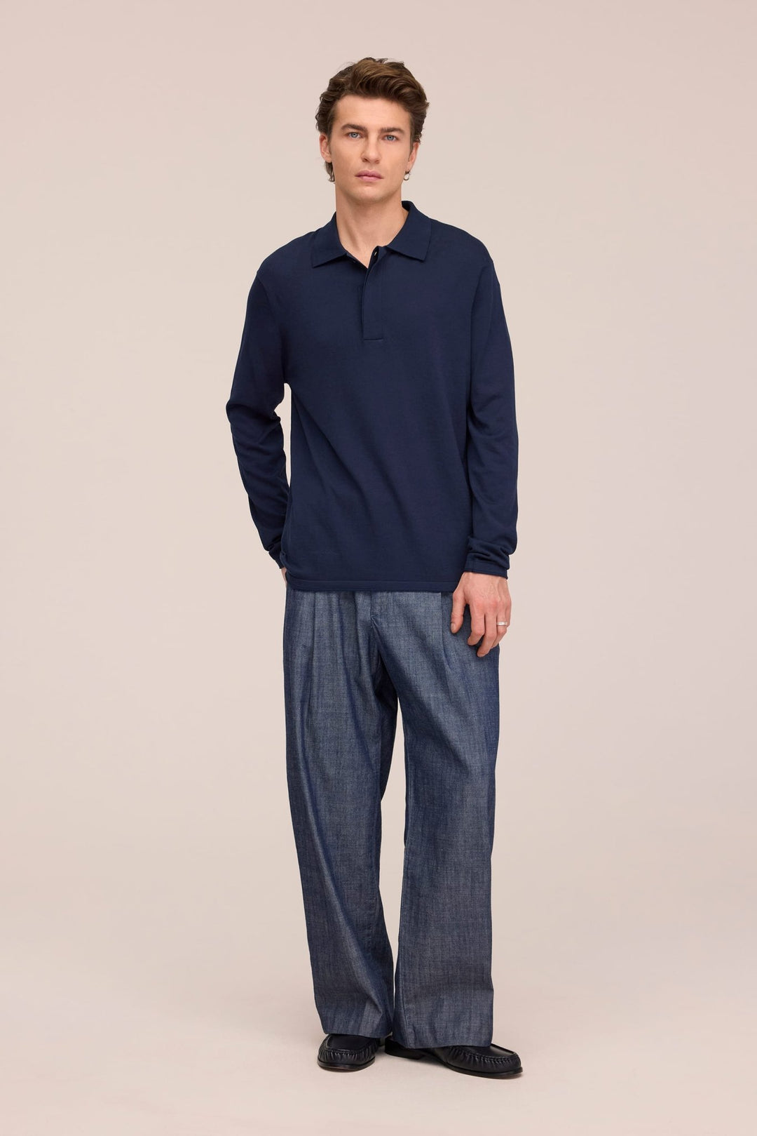 NN. 07 - Sammy Polo Navy Blue Silk Cotton - Kalifornia Jean Bar
