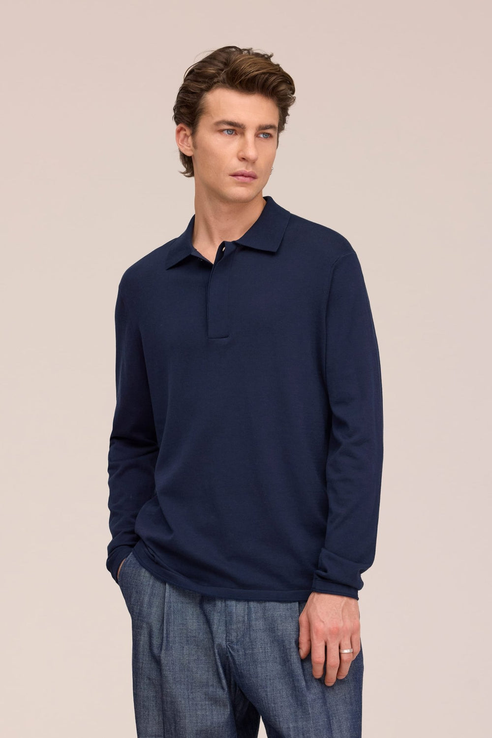 NN. 07 - Sammy Polo Navy Blue Silk Cotton - Kalifornia Jean Bar