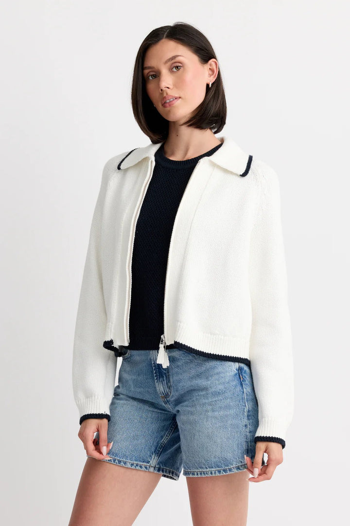 One Grey Day - Catalina Zip Jacket White Combo - Kalifornia Jean Bar
