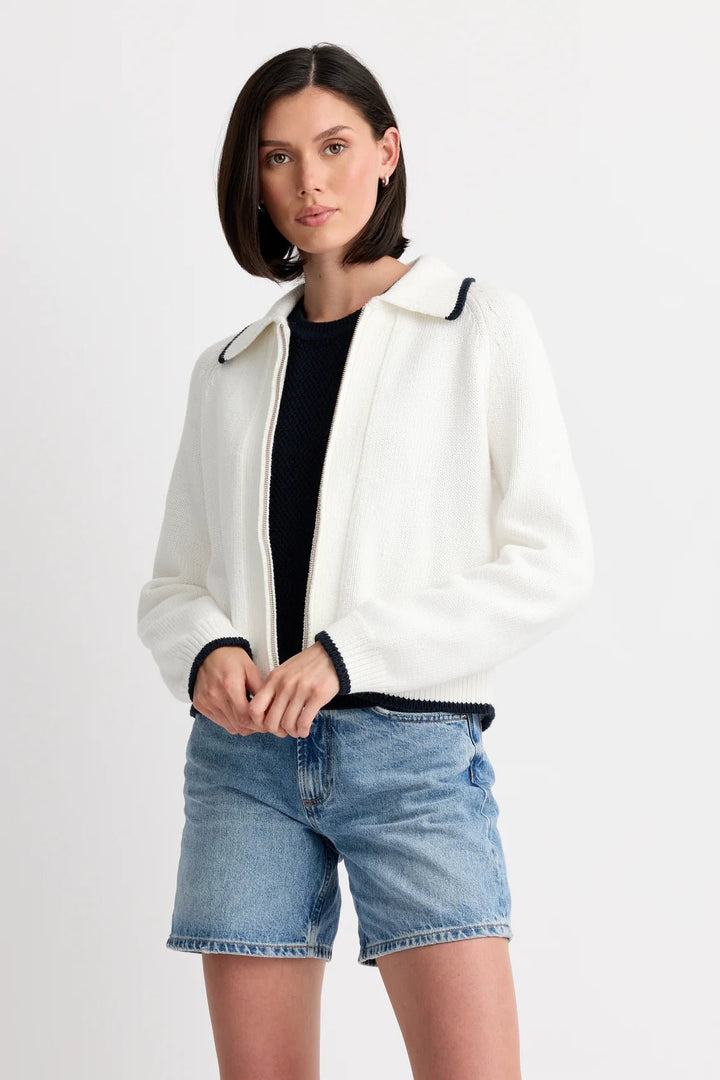 One Grey Day - Catalina Zip Jacket White Combo - Kalifornia Jean Bar