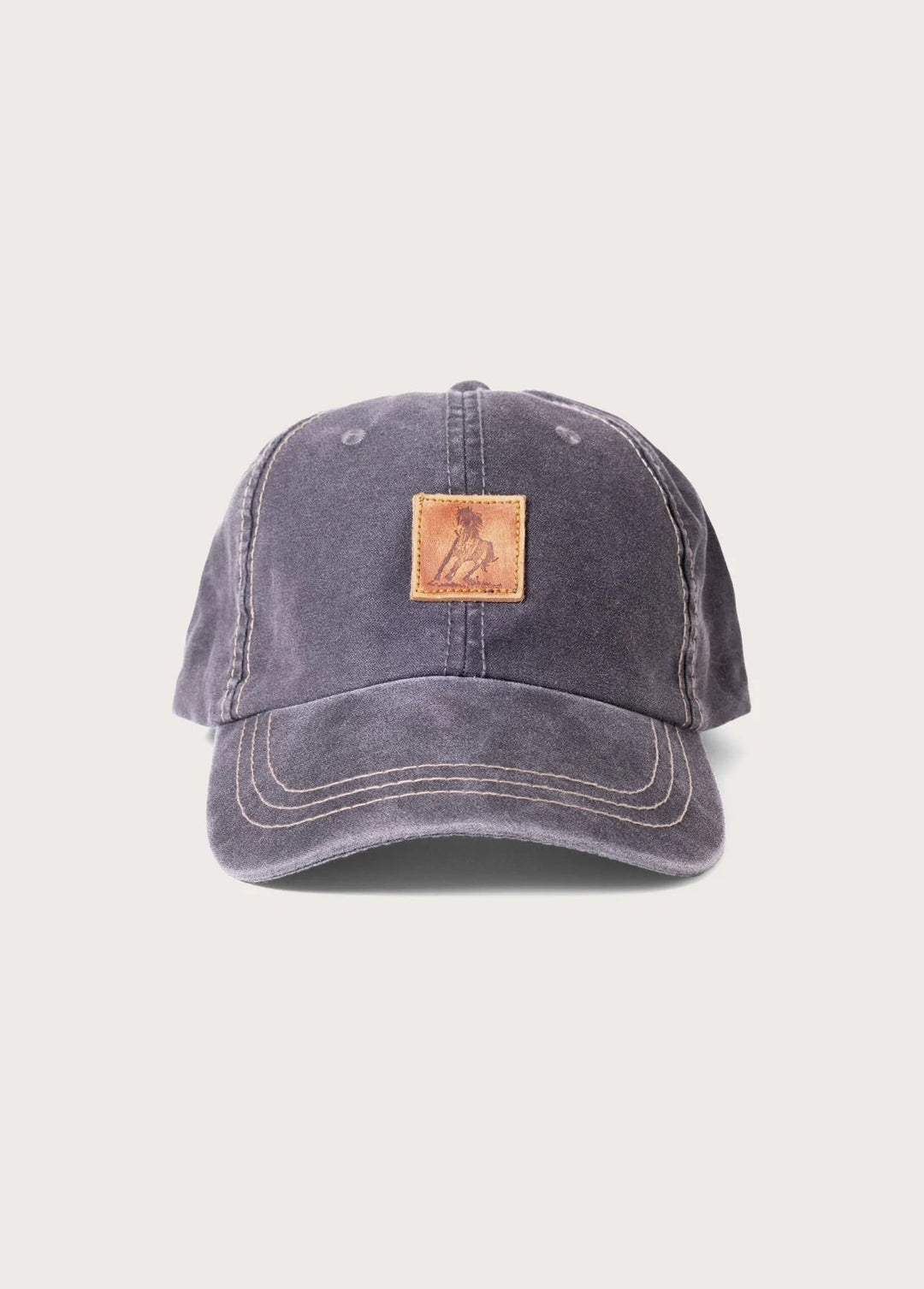 One of These Days - Charcoal Running Horse Leather Patch Hat - Kalifornia Jean Bar
