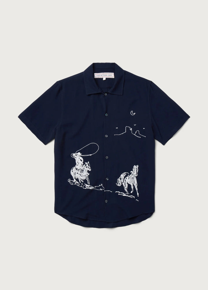 One of These Days - Into The Distance Navy Camp Shirt - Kalifornia Jean Bar