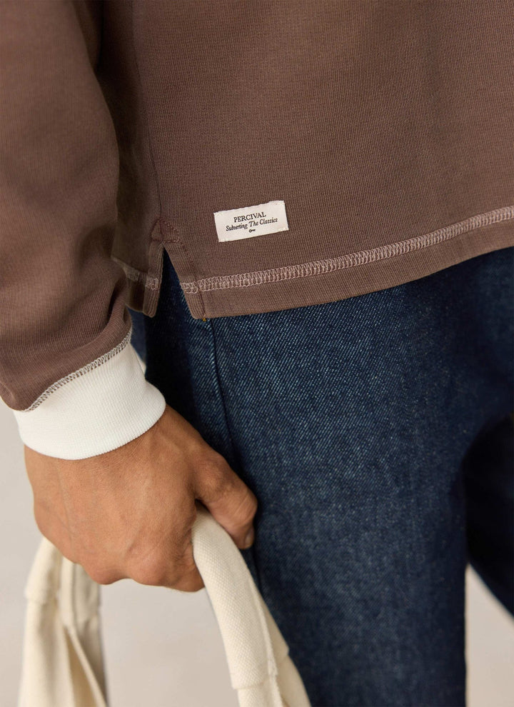 Percival - Brown Editor Embroidered Rugby Polo - Kalifornia Jean Bar