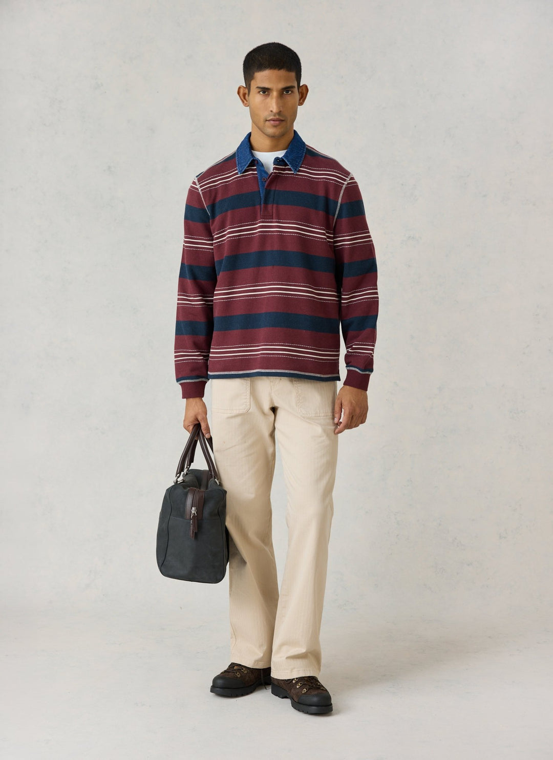 Percival - Dennis Denim Collar Rugby - Burgundy Stripe - Kalifornia Jean Bar