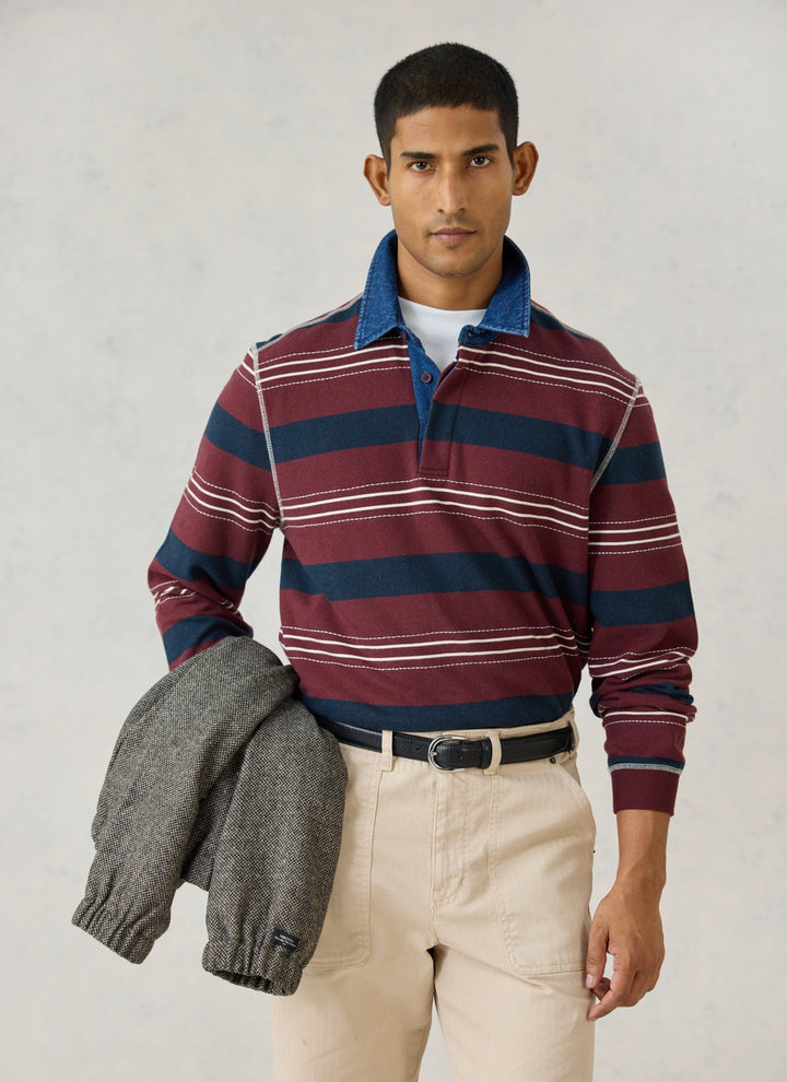 Percival - Dennis Denim Collar Rugby - Burgundy Stripe - Kalifornia Jean Bar