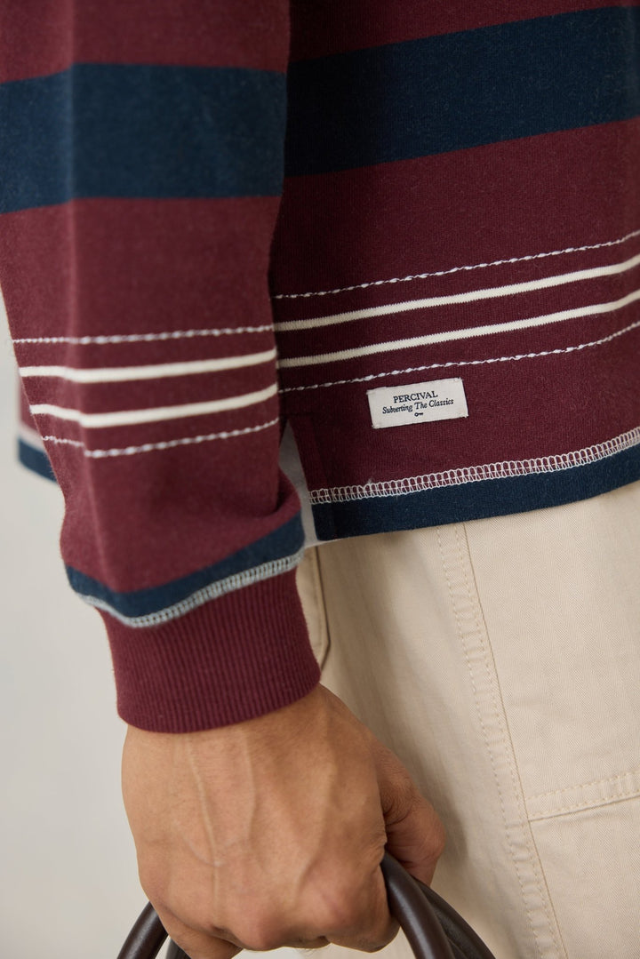 Percival - Dennis Denim Collar Rugby - Burgundy Stripe - Kalifornia Jean Bar