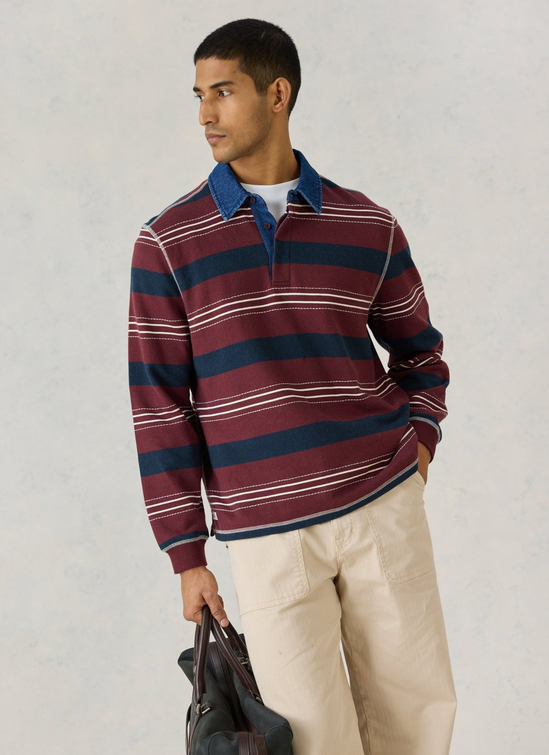 Percival - Dennis Denim Collar Rugby - Burgundy Stripe - Kalifornia Jean Bar