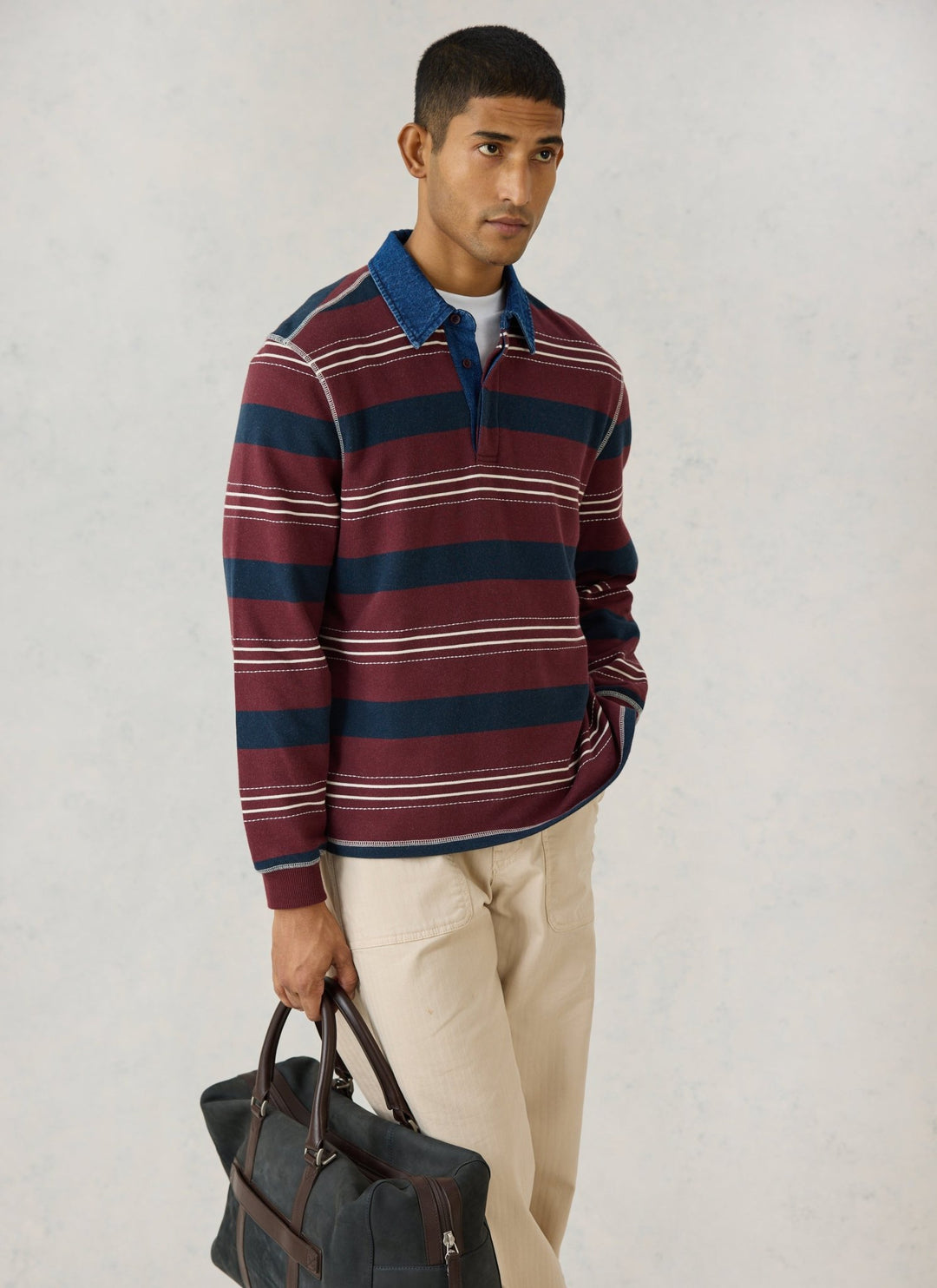 Percival - Dennis Denim Collar Rugby - Burgundy Stripe - Kalifornia Jean Bar