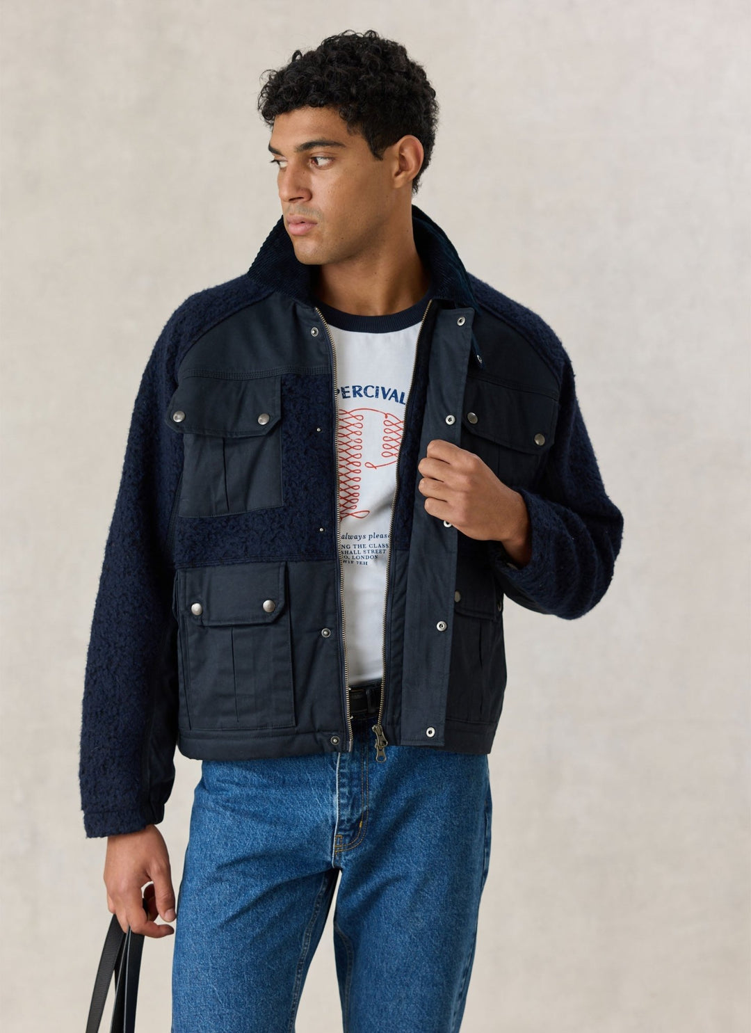 Percival - Fletcher Patchwork Jacket - Navy - Kalifornia Jean Bar