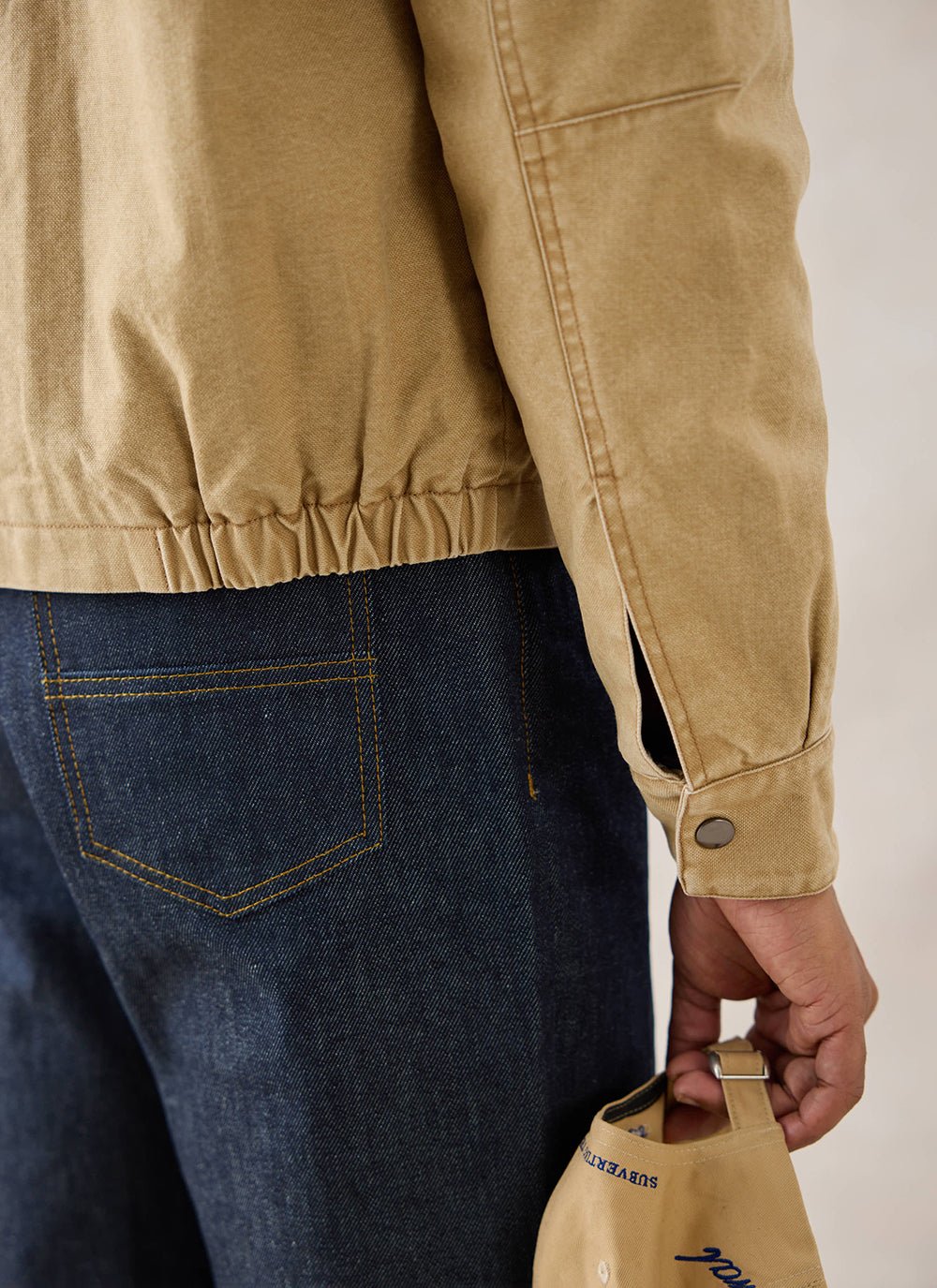 Percival - Jackson Canvas Boxy Harrington Jacket - Cream - Kalifornia Jean Bar
