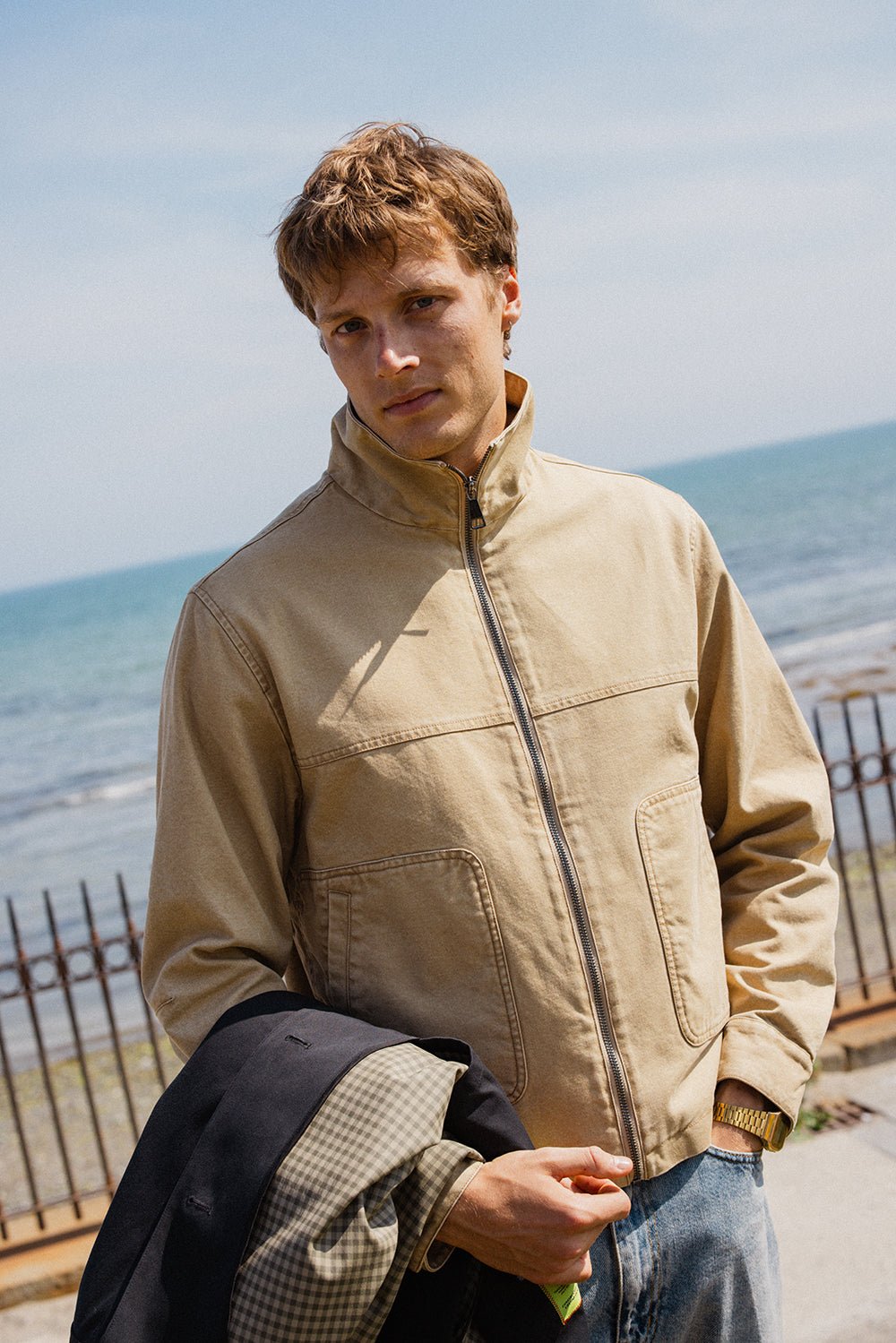 Percival - Jackson Canvas Boxy Harrington Jacket - Cream - Kalifornia Jean Bar
