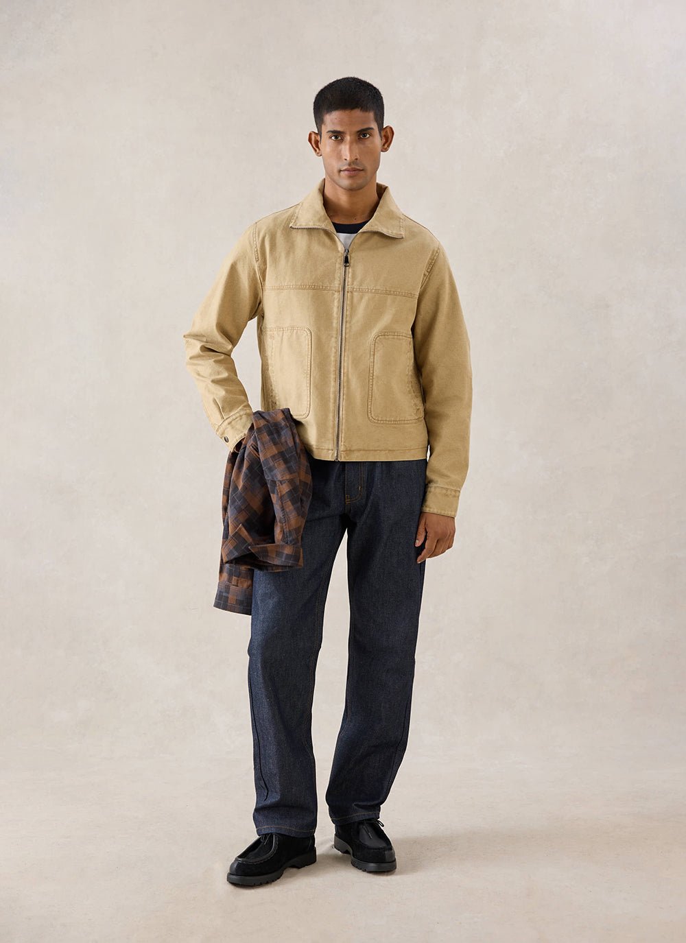 Percival - Jackson Canvas Boxy Harrington Jacket - Cream - Kalifornia Jean Bar