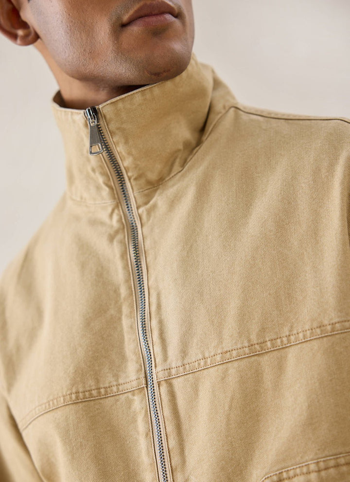 Percival - Jackson Canvas Boxy Harrington Jacket - Cream - Kalifornia Jean Bar