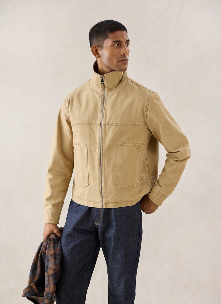 Percival - Jackson Canvas Boxy Harrington Jacket - Cream - Kalifornia Jean Bar