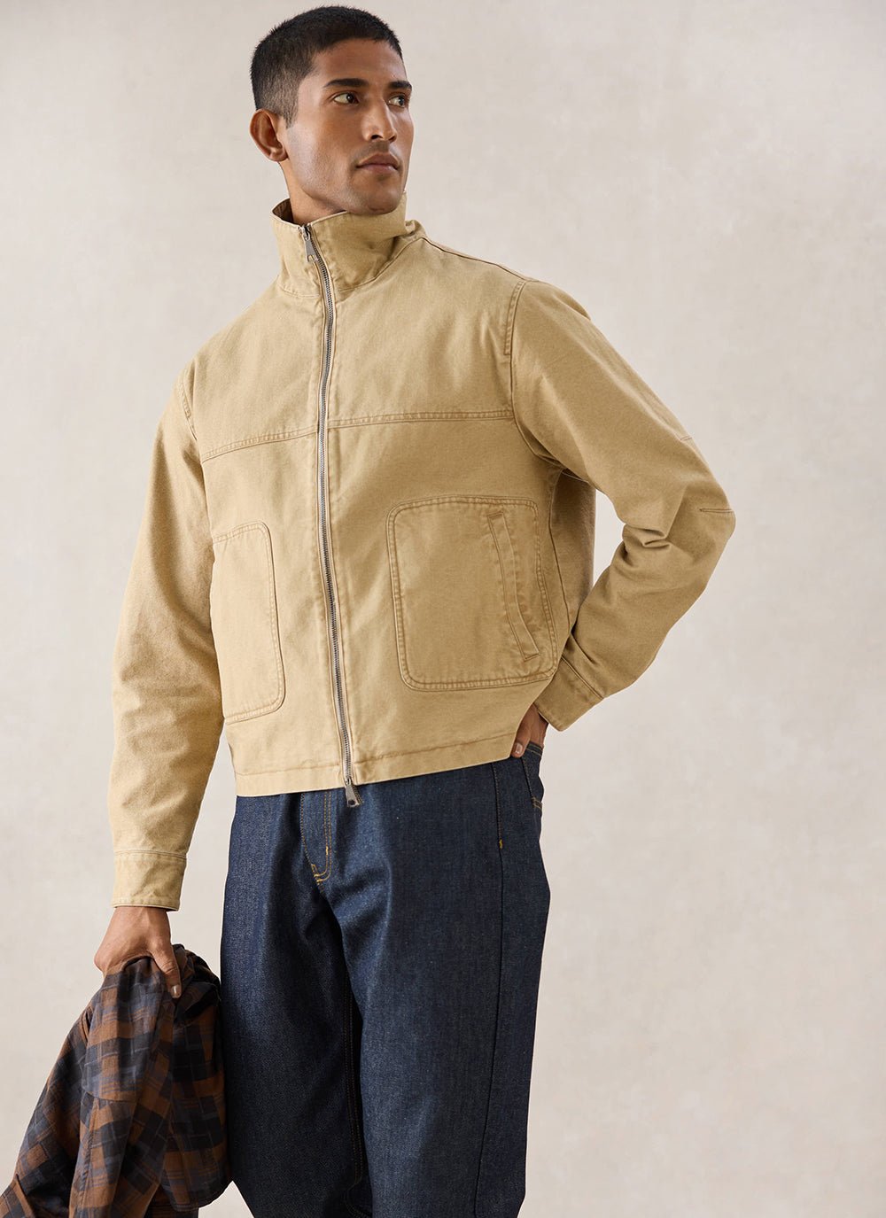Percival - Jackson Canvas Boxy Harrington Jacket - Cream - Kalifornia Jean Bar
