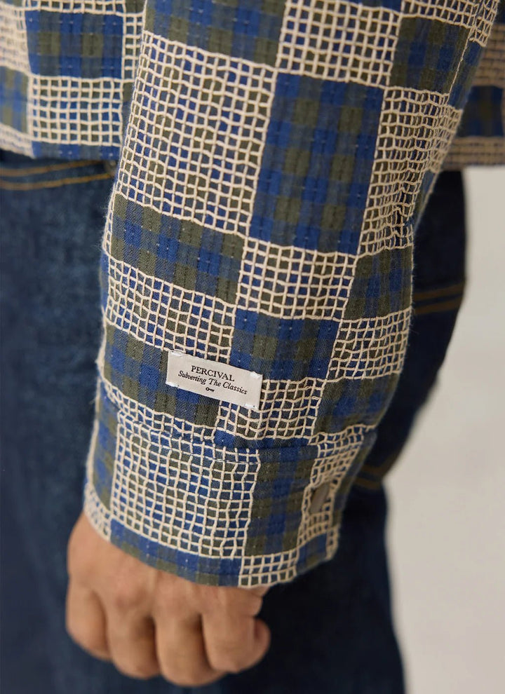 Percival - Wallis Overshirt - Navy Grid Check - Kalifornia Jean Bar